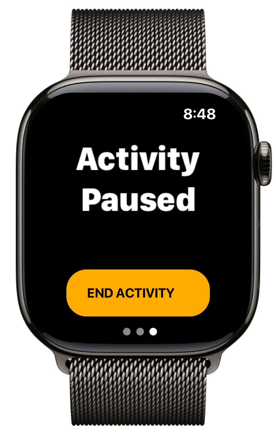 Pause and resume controls on Apple Watch